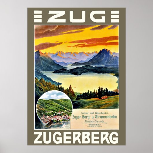 Zug, Zegerberg mountain, Switzerland, vintage ポスター (正面)