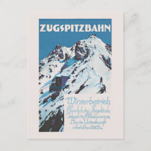 Zugspitzbahn Vintageポスター1927 ポストカード