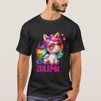 Zulema オリジナルネーム カラフルユニコーン 女性 ギ tシャツ