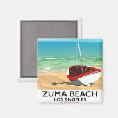 Zumaビーチ LA鉄道のビーチポスター マグネット (正面/裏面)