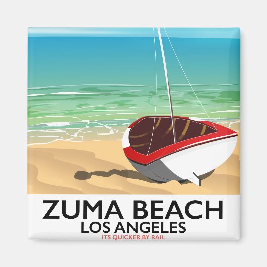 Zumaビーチ LA鉄道のビーチポスター マグネット (正面)