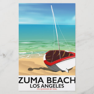 Zuma Beach LA鉄道のビーチポスター 便箋