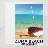 Zuma Beach LA鉄道のビーチポスター 便箋 (正面/裏面)