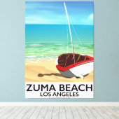 Zuma Beach LA Rail ビーチポスター キャンバスプリント (インサイチュ (ウッドフロア))