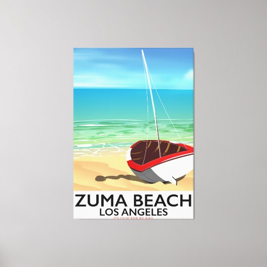 Zuma Beach LA Rail ビーチポスター キャンバスプリント (正面)