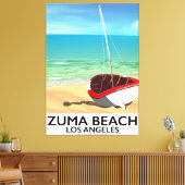 Zuma Beach LA Rail ビーチポスター キャンバスプリント (インサイチュ (リビング))