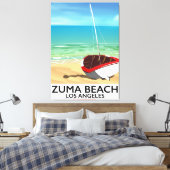 Zuma Beach LA Rail ビーチポスター キャンバスプリント (インサイチュ (寝室))