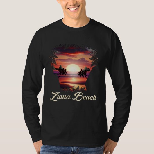 Zuma Beach Vibrant Sunset Malibu California Tシャツ (正面)