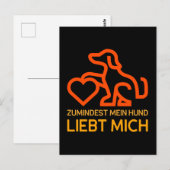 Zumindest mein Hund liebt mich Spruch Orange Gelb ポストカード (正面/裏面)