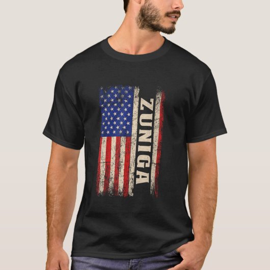 ZUNIGA Last Name Shirt ZUNIGA Name American Flag Tシャツ (正面)