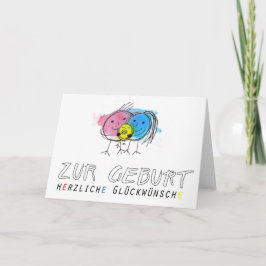 Zur Geburt: Glückwunschkarte Kopffüsslerfamilie カード