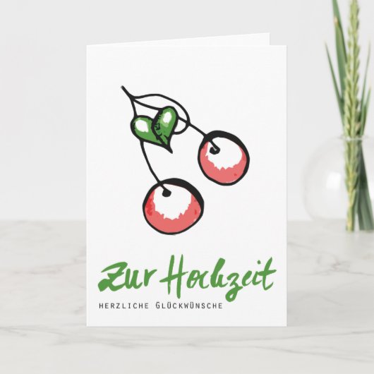 Zur Hochzeit: Glückwunschkarte Kirschen und Herz カード (正面)