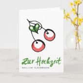 Zur Hochzeit: Glückwunschkarte Kirschen und Herz カード (黄色い花)