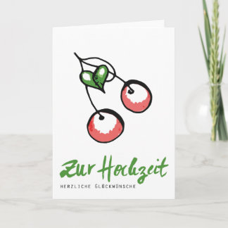 Zur Hochzeit: Glückwunschkarte Kirschen und Herz カード
