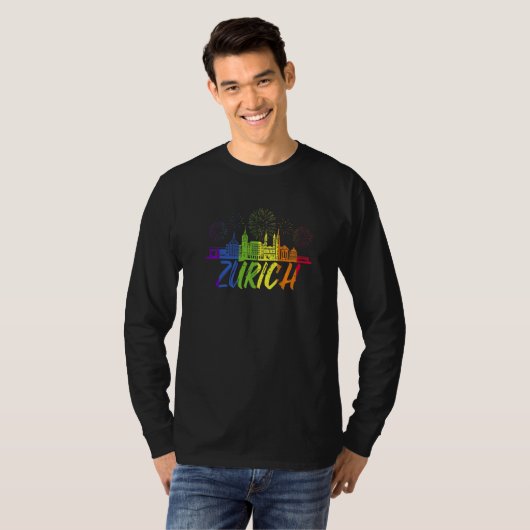 Zurich Pride Skyline Pride Parade Zurich Tシャツ (正面フル)