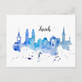 Zurich Skyline blue Postkarte ポストカード (正面)