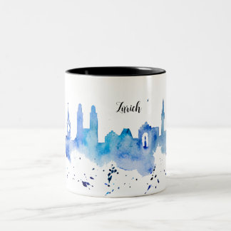 Zurich Skyline blue Zweifarbige Tasse ツートーンマグカップ