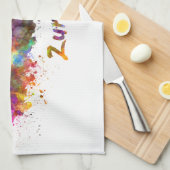 Zurich skyline in watercolor キッチンタオル (四つ折り)