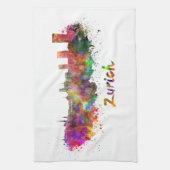 Zurich skyline in watercolor キッチンタオル (縦)