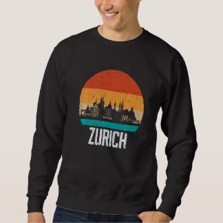 Zurich Switzerland Retro Vintage Sunset Skyline Zu スウェットシャツ