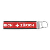 Zurich with Swiss Cross Design リストバンドキーホルダー (鍵右)