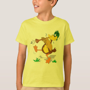 Zurnaを遊んでいる漫画のアヒルはワイシャツをからかいます Tシャツ