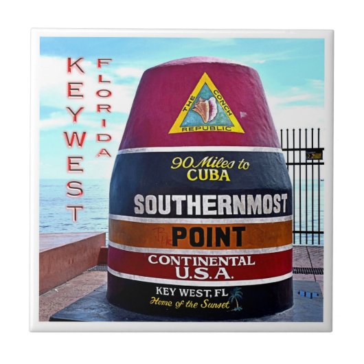 zUS012 FLORIDA、鍵西部、最南端、 タイル (正面)