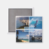 zUS021 HAWAII, Mosaic, Honolulu，アメリカ，冷蔵庫 マグネット (正面/裏面)