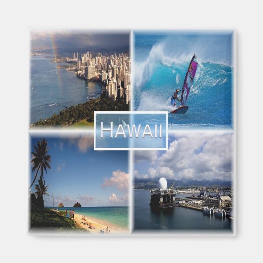 zUS021 HAWAII, Mosaic, Honolulu，アメリカ，冷蔵庫 マグネット (正面)