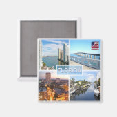 zUS025 FLORIDA, Mosaic, America,冷蔵庫 マグネット (正面/裏面)