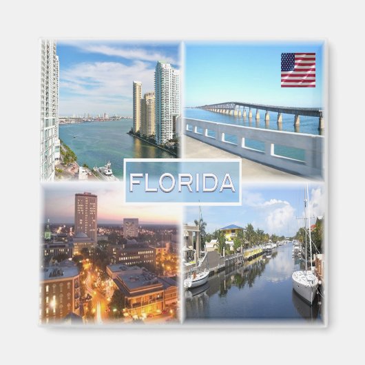 zUS025 FLORIDA, Mosaic, America,冷蔵庫 マグネット (正面)