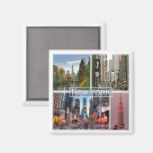 zUS035 NEW YORK, Mosaic, America,冷蔵庫 マグネット (正面/裏面)