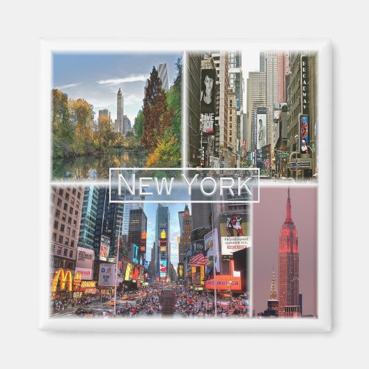 zUS035 NEW YORK, Mosaic, America,冷蔵庫 マグネット (正面)