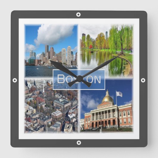 zUS041 BOSTON、マサチューセッツ、アメリカ、 スクエア壁時計 (正面)