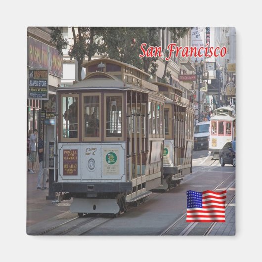 zUS062 SAN FRANCISCO, California，ケーブルカー，冷蔵庫 マグネット (正面)