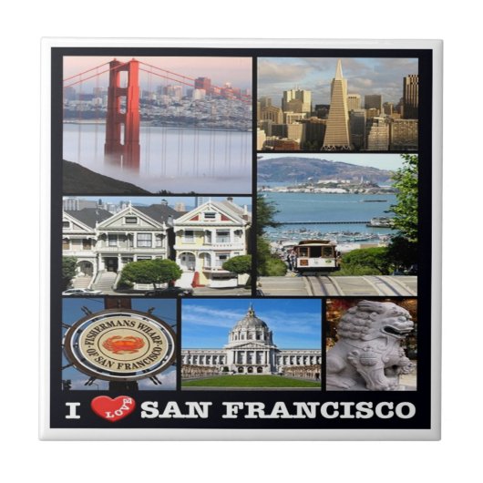zUS067 SAN FRANCISCO I Love, Mosaic, タイル (正面)