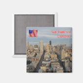 zUS077 SAN FRANCISCO, Aerial View Downtown,冷蔵庫 マグネット (正面/裏面)