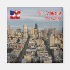 zUS077 SAN FRANCISCO, Aerial View Downtown,冷蔵庫 マグネット