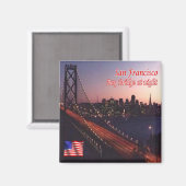 zUS081 SAN FRANCISCO, Bay Bridge at Night,冷蔵庫 マグネット (正面/裏面)