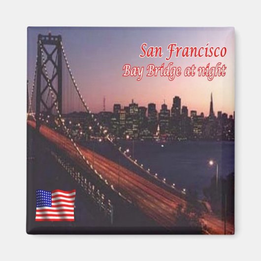 zUS081 SAN FRANCISCO, Bay Bridge at Night,冷蔵庫 マグネット (正面)