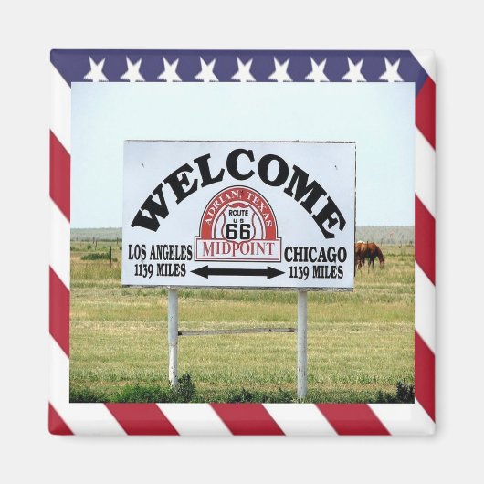 zUS092 ROUTE 66，ウェルカムサイン，アメリカ，冷蔵庫 マグネット (正面)