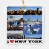 zUS107 NEW YORK CITY I Love, mosaic, セラミックオーナメント (正面)