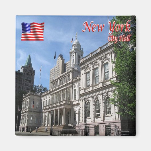 zUS111 NEW YORK CITY, City Hall，アメリカ，冷蔵庫 マグネット (正面)