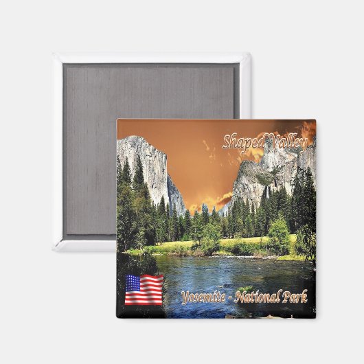zUS118 YOSEMITE NP、シェイプされた谷、冷蔵庫 マグネット (正面/裏面)