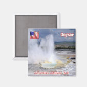 zUS123イエローストーンN.P. Geyser,アメリカ,冷蔵庫 マグネット (正面/裏面)
