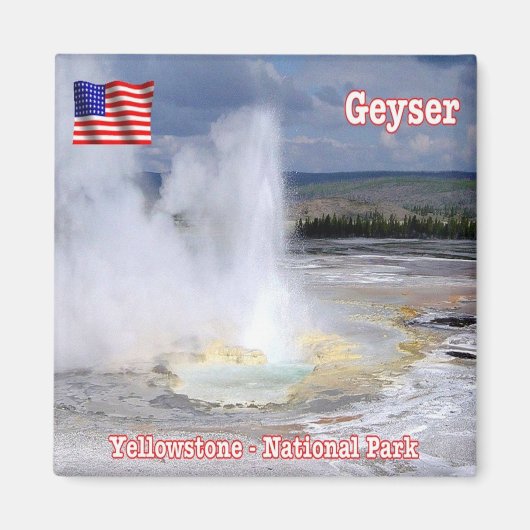 zUS123イエローストーンN.P. Geyser,アメリカ,冷蔵庫 マグネット (正面)
