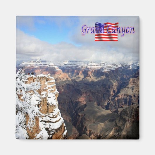 zUS146 GRAND CANYON with Snow，アリゾナ，冷蔵庫 マグネット (正面)