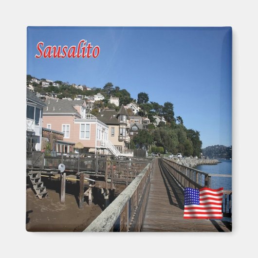 zUS196 SAUSALITO, Promenade, California,冷蔵庫 マグネット (正面)
