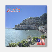 zUS197 SAUSALITO、Panorama、California、冷蔵庫 マグネット (正面)