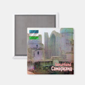 zUZ007 SAMARKAND、ビビビビカニムモスク、冷蔵庫 マグネット (正面/裏面)